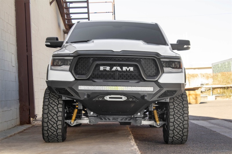 Ram Rebel 1500 Bumper - Front - Addictive Desert Designs - Stealth Fighter - Hammer Black with Satin Black panels - `19-`27